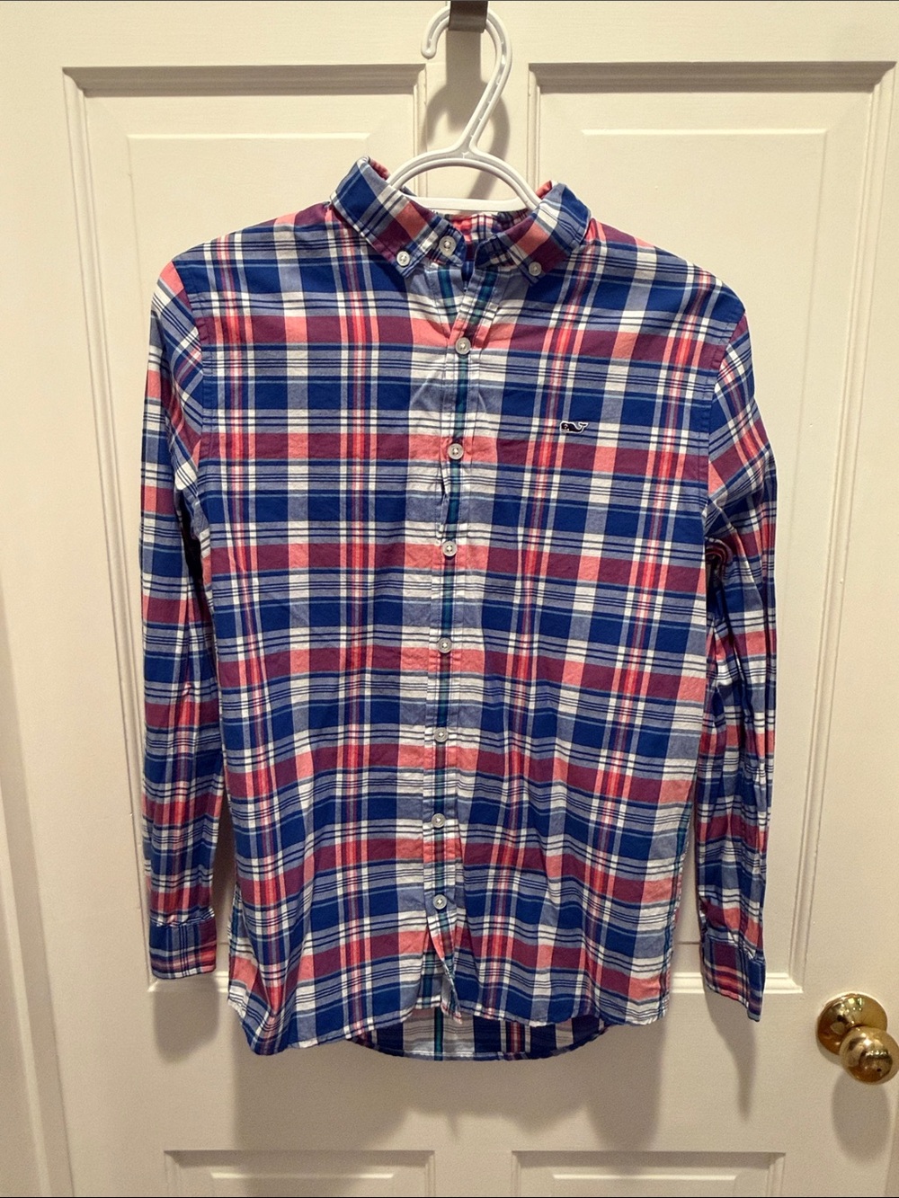 Vineyard Vines Blue, Red & White Plaid Button-Down Shirt
